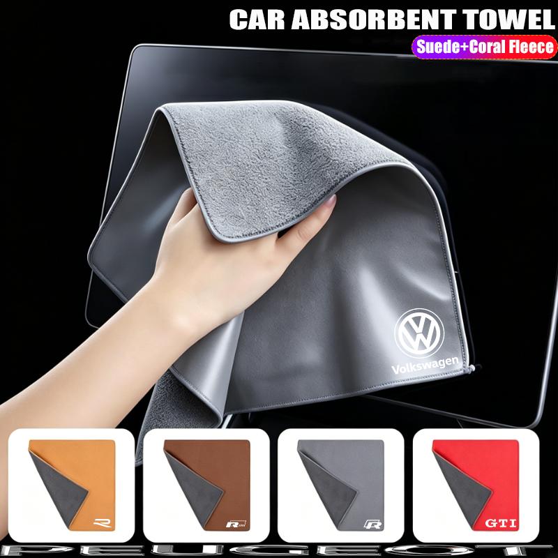 For VW Passat Rline Golf GTI Bora Jetta Beetle Car Wash Microfiber Towel Auto Emblem Cleaning Drying Rag Cloth Accessory Hub Cap EG1
