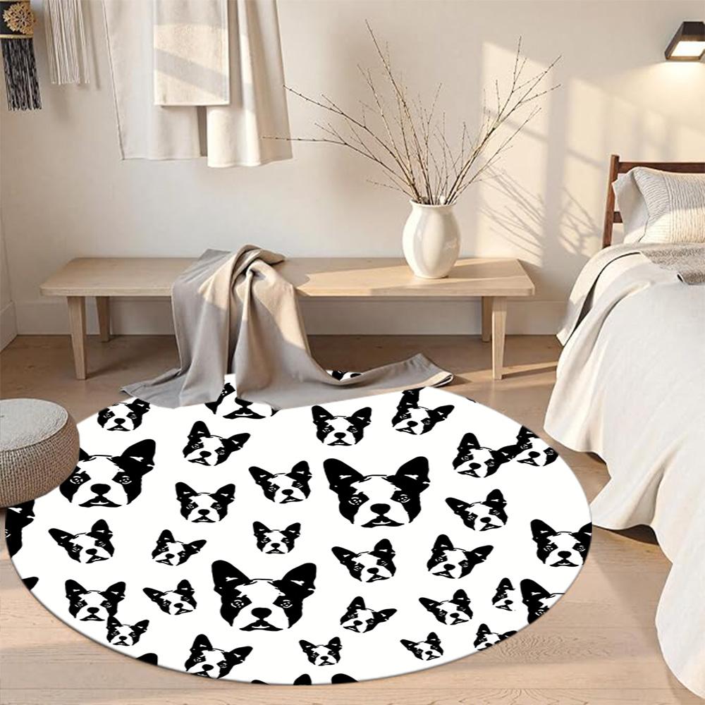 Dog Round Floor Mat Perfect for Living Rooms Dormitory Entryway Playrooms Antislip Round Carpet Anime Office Decor Perfect Gift for Friends Family