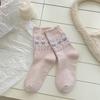 Mid-calf Socks for Autumn and Winter, Women's Bow-trimmed Warm Cloud Fleece Socks, Pile Socks