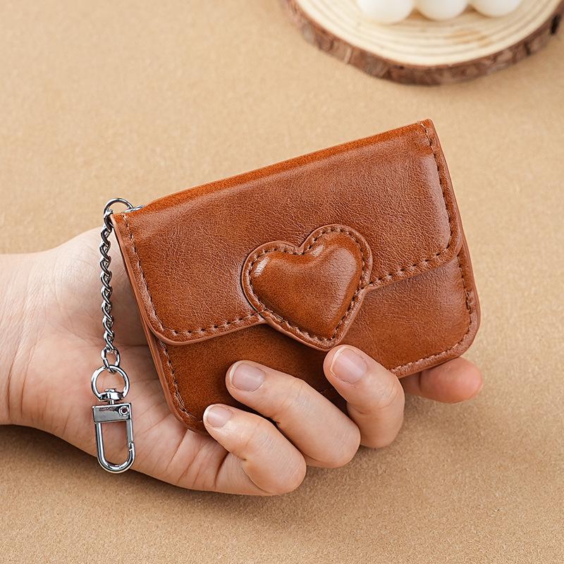 Trendy High-Value Women's Card Holder: Multi-Card Slot Heart Coin Purse, Portable and Stylish