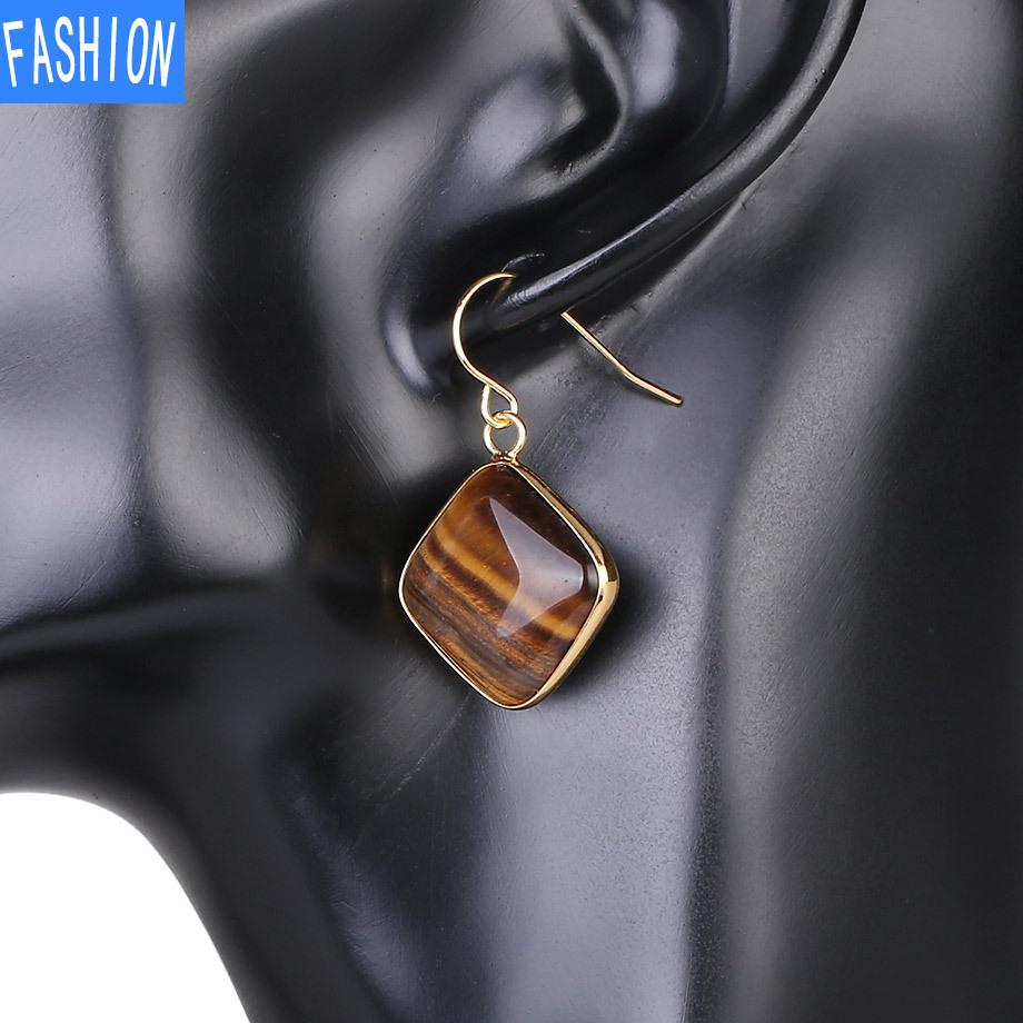 Серьги с натуральным кристаллом и аметистом, геометрические европейские и американские серьги, серьги с кристаллами в креативном стиле, женские