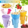 1000ml Portable Snack Container Multifunction Stadium Tumbler Popcorn Beverage Cup with Straw & Handle for Cinema Home Travel