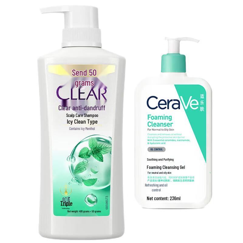 CeraVe Набор: Успокаивающий гель-пена для умывания и Очищающий шампунь против перхоти