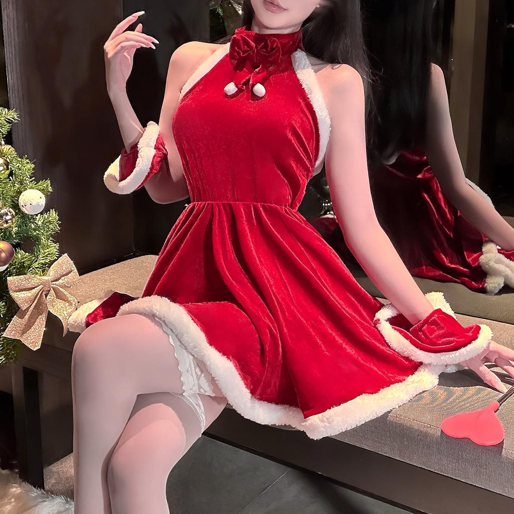 Sexy Velvet Christmas Sexy Seduction Bunny Cosplay Internet celebrity Female New Year's Robe Set