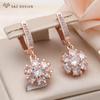 Модные милые серьги-подвески в виде снежинок из кубического циркония для женщин, розовое золото, цвет темперамента, ювелирные изделия