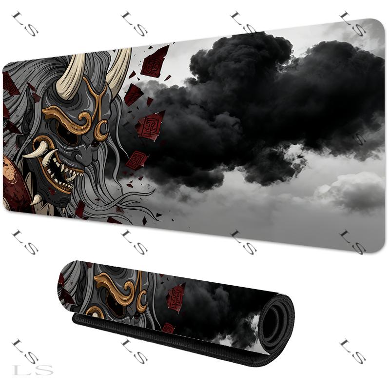 Japanese Devil Grey MousePad Large Computer Gamer Lock Edge Table Mat Laptop Oni Mouse pad HD Print Non-slip Rubber Keyboard Rug