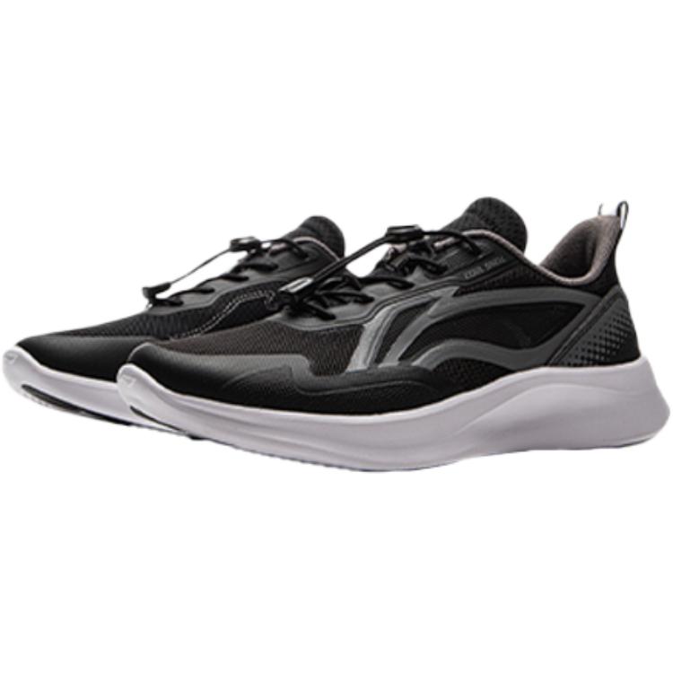 Li Ning Kids Sports Lifestyle Series Comfortable Shock Absorbing Durable Low Top Casual Shoes Kids Casual Shoes Black Shadow-Gray YKCV228-1