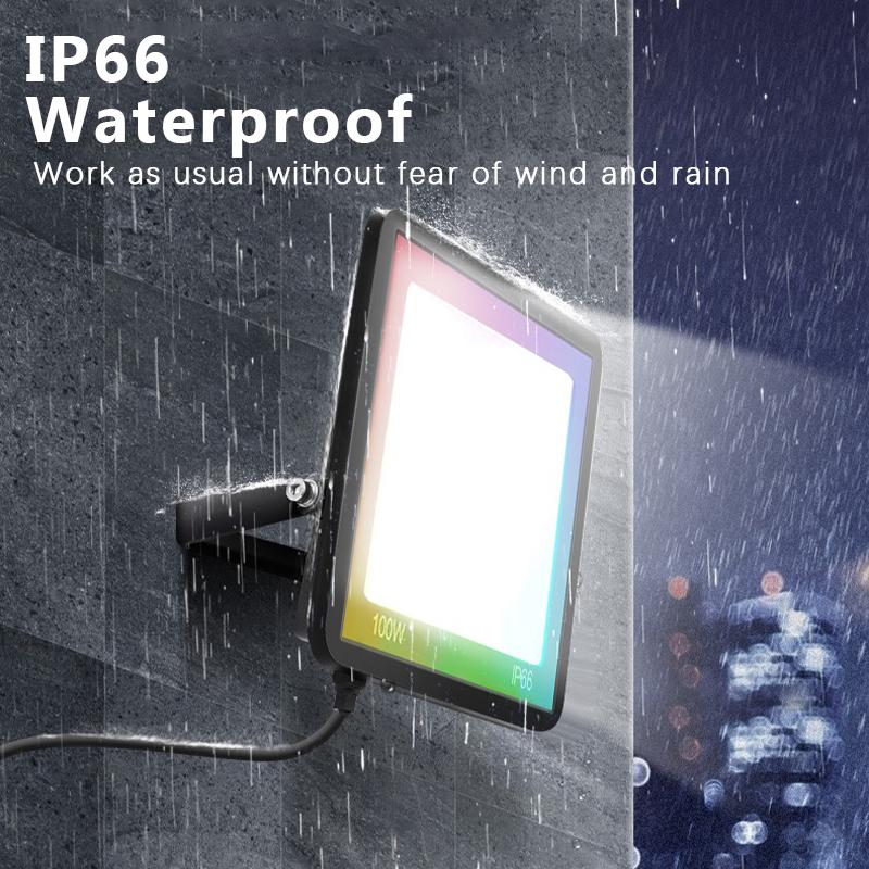 Smart Tuya Floodlight RGB CW Dimmable APP Voi Control IP66 Waterproof LED Outdoor Flood Light Party Garden Yard Landscape Lamp