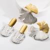 1pair Irregular Splicing Color Oval Ginkgo Earrings Vintage for Women Couples  With Unique Design Sense Party Jewelry Gift Accessories