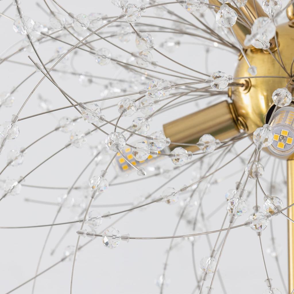 Торшер Chende из хрусталя и латуни, скандинавский дизайн «фейерверк», люстра на 8 ламп, светодиодные лампы G9, стильный, яркий, современный, напольный, простая сборка,