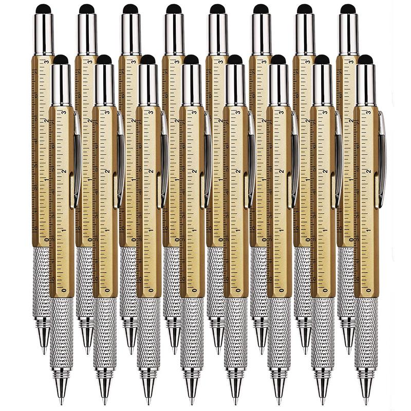 16 шт. 6 в 1 шариковая ручка-стилус с уровнем линейка отвертка инструмент офис школьные принадлежности ручной инструмент