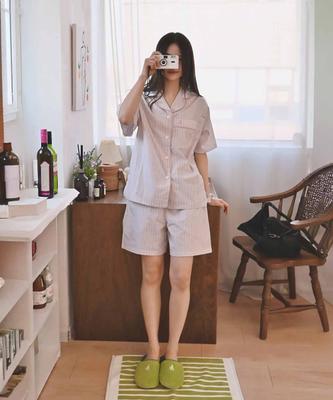 [Beanpole] Хлопково-полиэстеровый полосатый комплект пижамы с коротким рукавом [Доставка из Кореи] 100% Оригинал