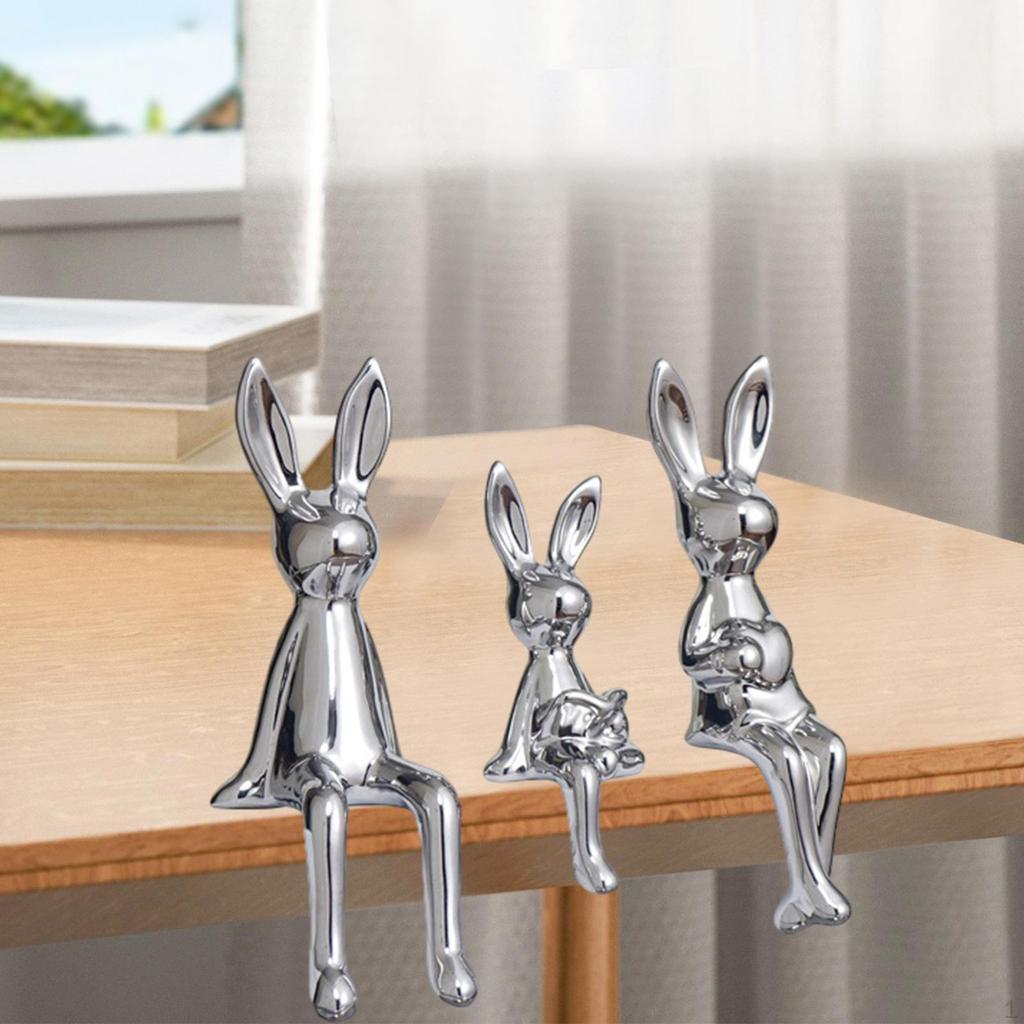 3 шт. Статуэтки кролика, семейная фигурка, коллекционная настольная витрина, украшение стола, скульптура для