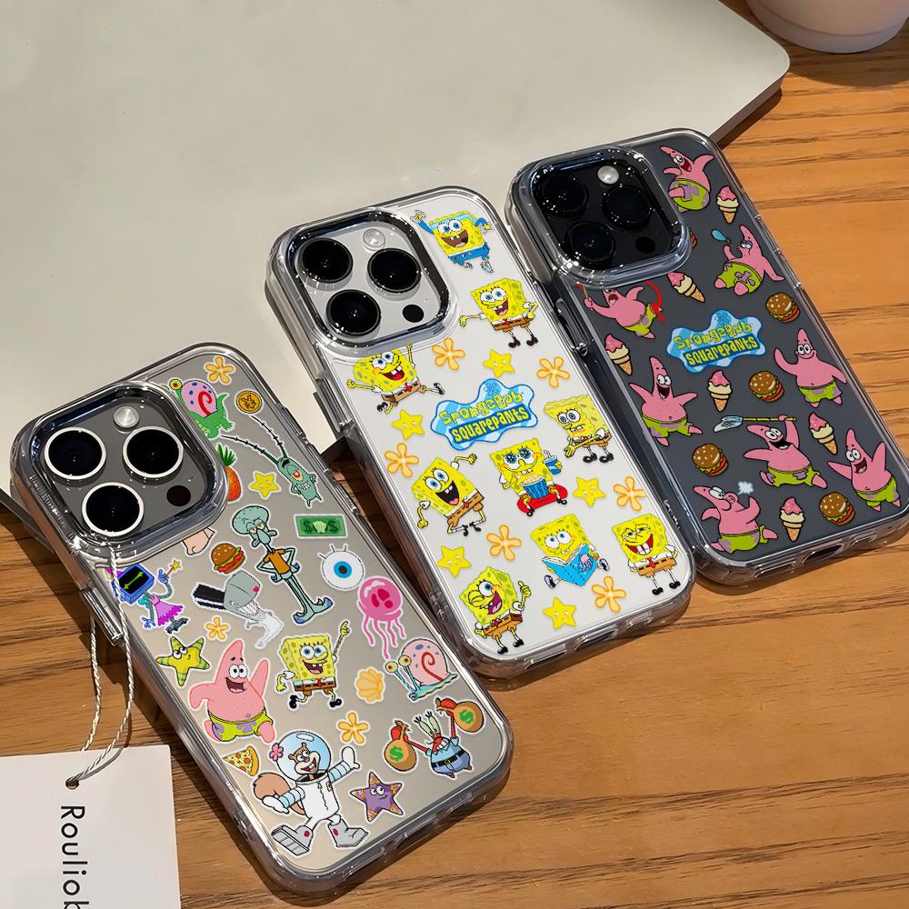 Милый чехол для нового телефона S-SpongeBob для iPhone 17 16e 16 15 14 13 12 11 mini Pro Max X XR XSMAX Air Plus Прозрачный Мягкий чехол