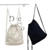 New Casual Knitted Hollow Backpack Large Capacity Solid Color Backpack Fashionable Girl Bucket Bag
