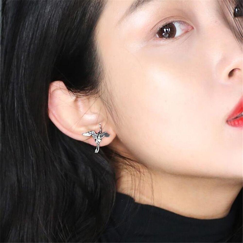 Copper Ear Studs Chinese Style Fashion Jewelry Exquisite Crane Stud Earrings Party