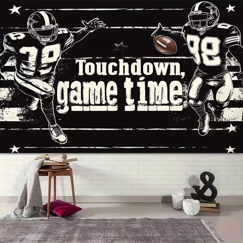 2D American Football Photography Backdrop, Game Time Party Decor