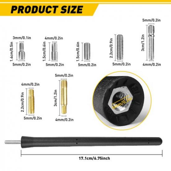 6 3/4" Short Black Antenna Mast Radio for DODGE RAM & RAM 1500 2500 2009-23 3500