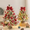 Mini Christmas Tree with LED Light Pre-lit Small Artificial Snow Flocked Tree with Ball Ornaments for Xmas Tabletop Indoor Holiday Decor