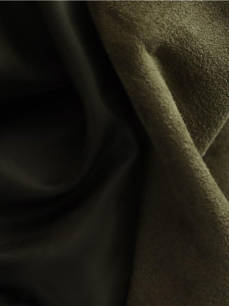 Женская замшевая куртка-бомбер Весна Новая мода Длинный рукав Молния Оверсайз Однотонное пальто-бомбер Шикарная леди 2026 Уличная одежда B88824