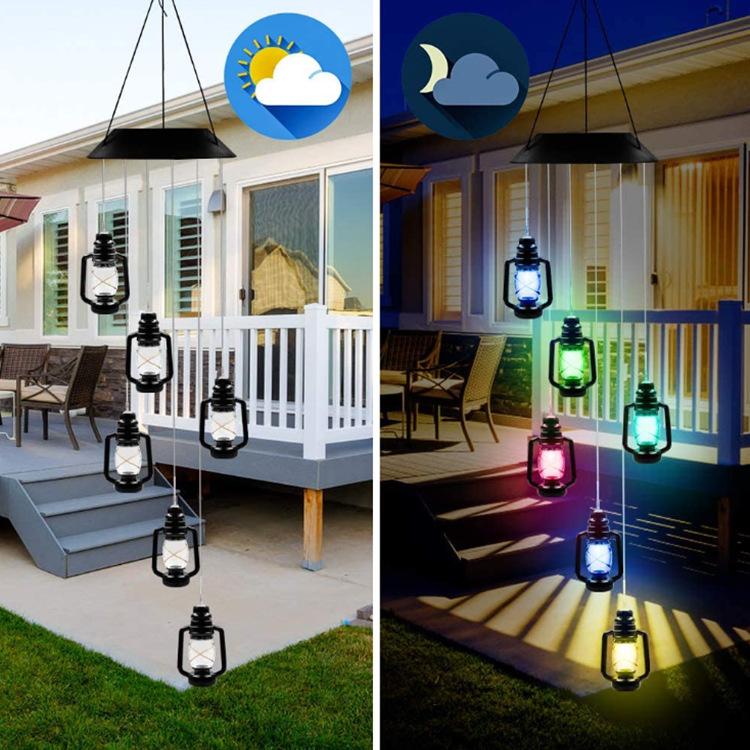 1PC Led Color Changing Solar Wind Chime Light Waterproof Outdoor Windchime Butterfly Hanging Lamp for Garden Decoration