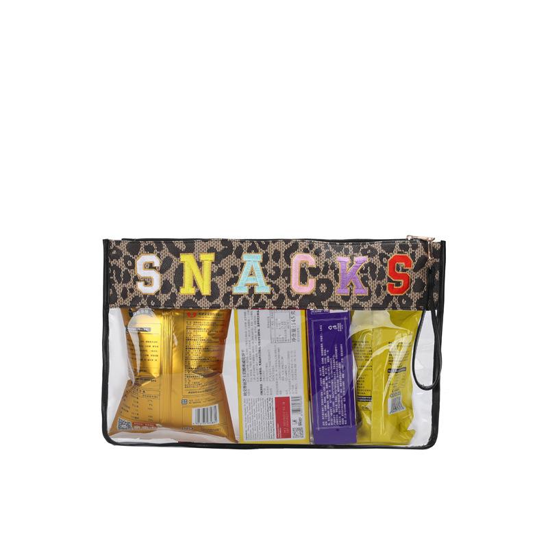 Новая большая однотонная сумка для перекусов, вышитая прозрачная сумка для хранения, текстура мягкой кожи, большая вместимость, сумка