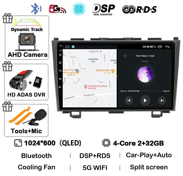 Android 14 Carplay автомобильное радио для Honda CR-V 3 RE CRV 2007 2008 2009 2010 2011 мультимедийный проигрыватель 2 Din DVD GPS головное устройство стерео