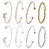 4Pcs/Set Moon Star Heart Charm Rhinestone Inlaid Bracelet Women Bangle Jewelry