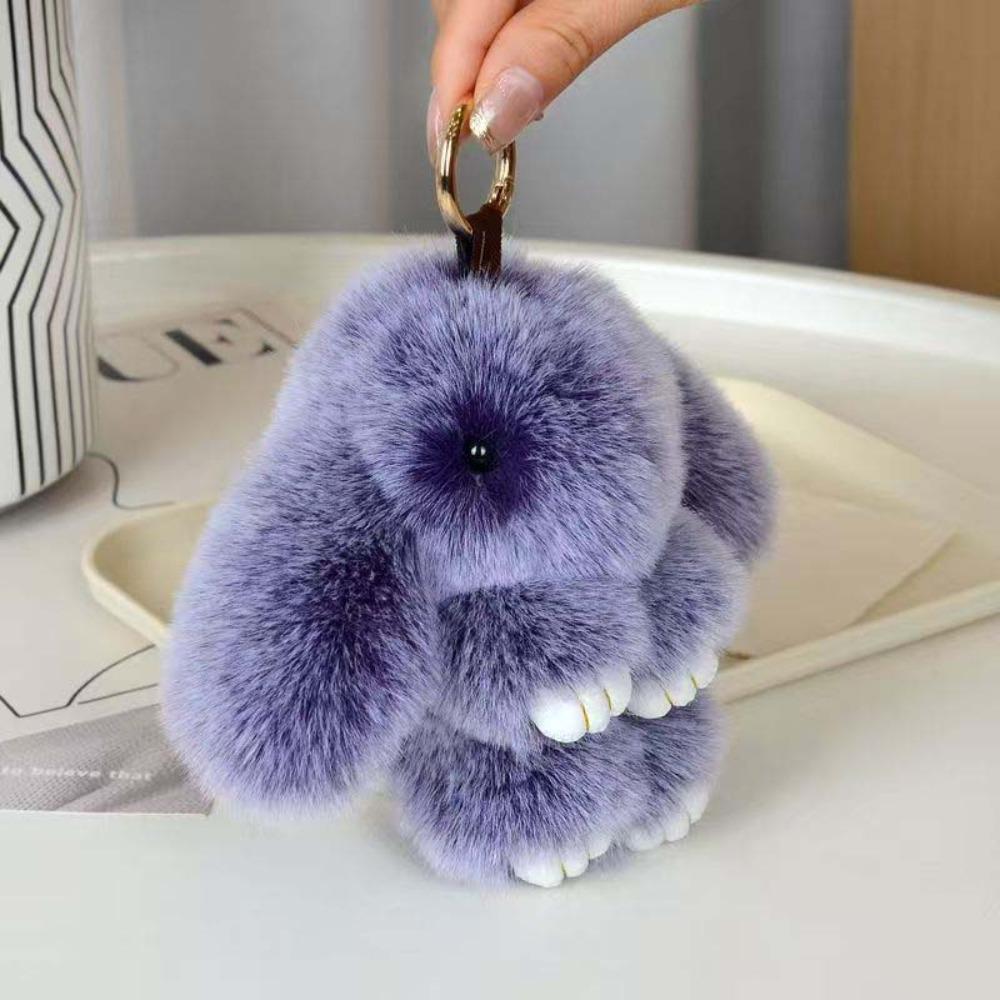 Fluffy Play Dead Rabbit Doll Fashion Plush Rabbit Pendant Rabbit Fur Keychain Women