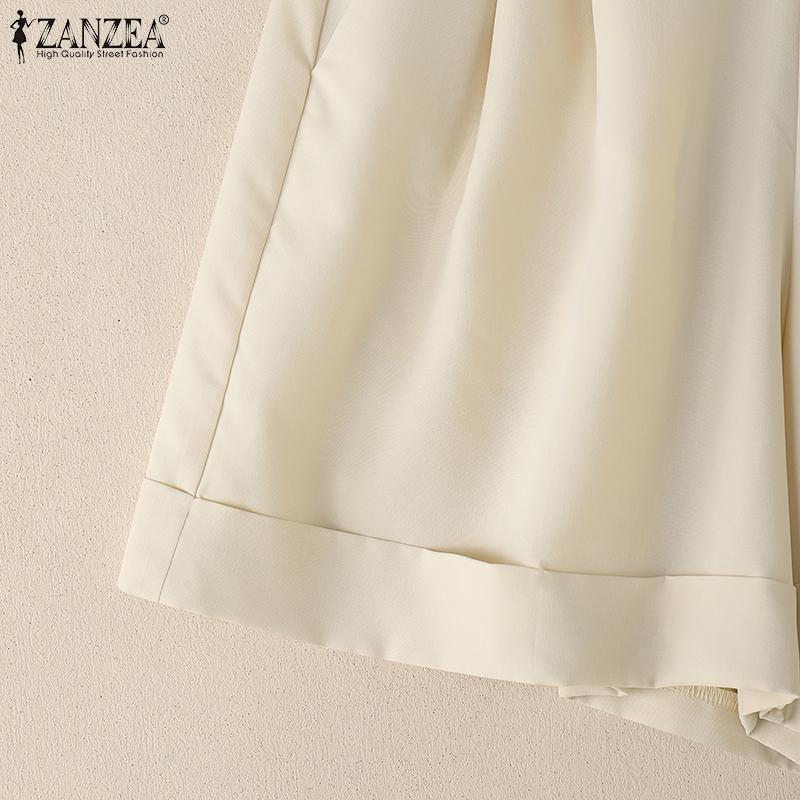 ZANZEA Женские повседневные свободные летние шорты с эластичной резинкой на талии