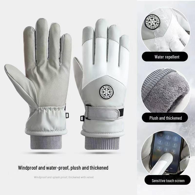 Ветрозащитные водонепроницаемые горнолыжные перчатки для зимней езды на велосипеде, теплые и морозостойкие, с функцией сенсорного экрана и толстой бархатной подкладкой.