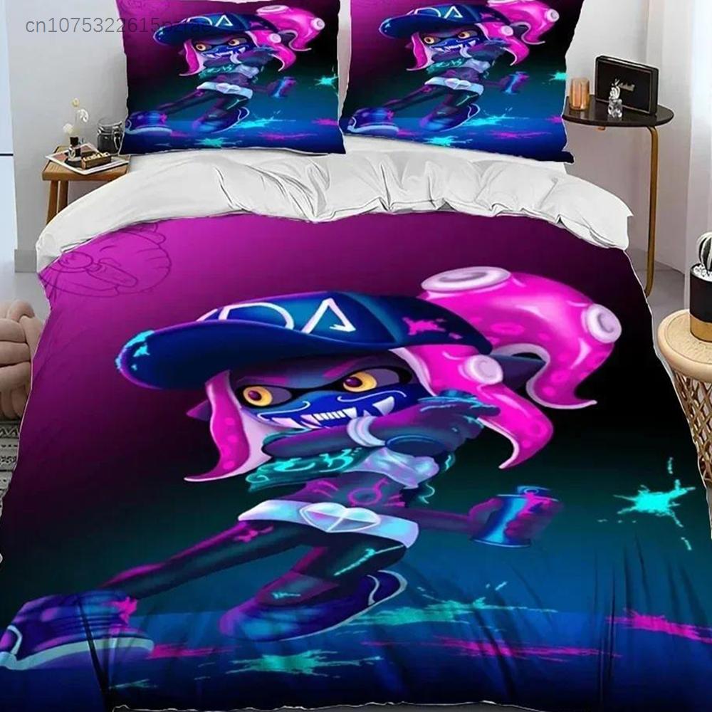 3D Печать S-Splatoon Мультяшный Комплект Постельного Белья Печатный Комплект С Наволочкой Покрывало на Одеяло Мягкое Размер Queen King Постельное Белье Дом