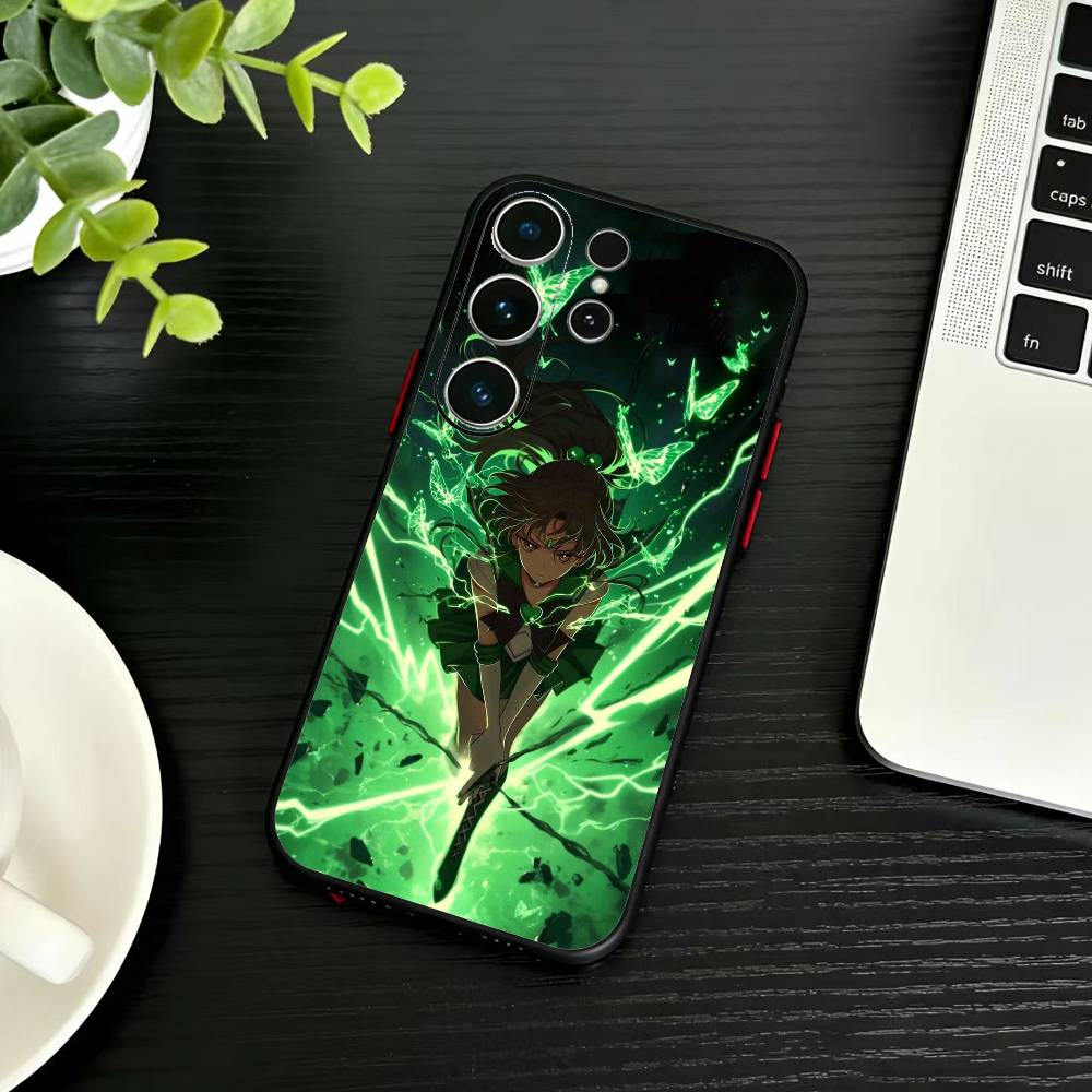 Мультяшный чехол для телефона S-Sailor M-Moon для Samsung S26, S25, S24, S23, S22, S30, S21, Ultra, Plus, FE 5G, Черный, Мягкая крышка