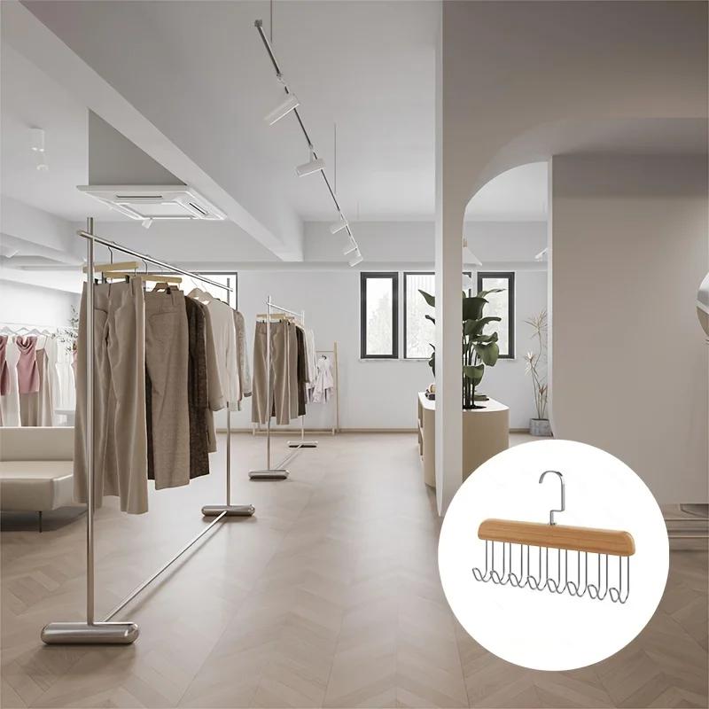 Многофункциональная деревянная вешалка с 8 крючками для подтяжек, нижнего белья, жилета, галстука, сушилка из массива дерева.