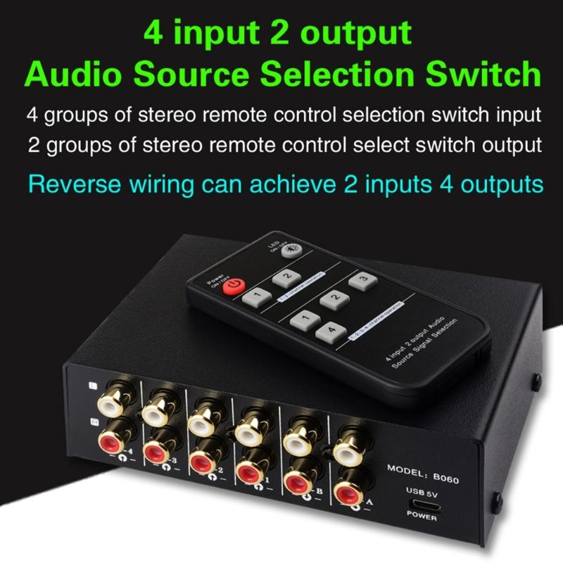 4 In 2 Out Sound Signal Remote Controlled her Headphones Speaker hing Box Bidirectional hing 2 In 4 Out