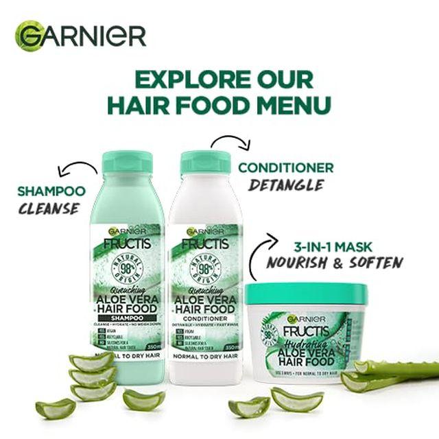 Garnier Fructis, увлажняющая маска для волос для нормальных и сухих волос, питание и блеск, питание для волос с алоэ вера