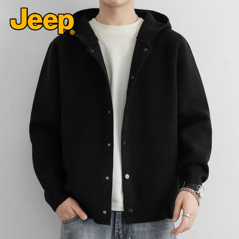 JEEP Men's Hooded Knit Cardigan Sweater Jacket