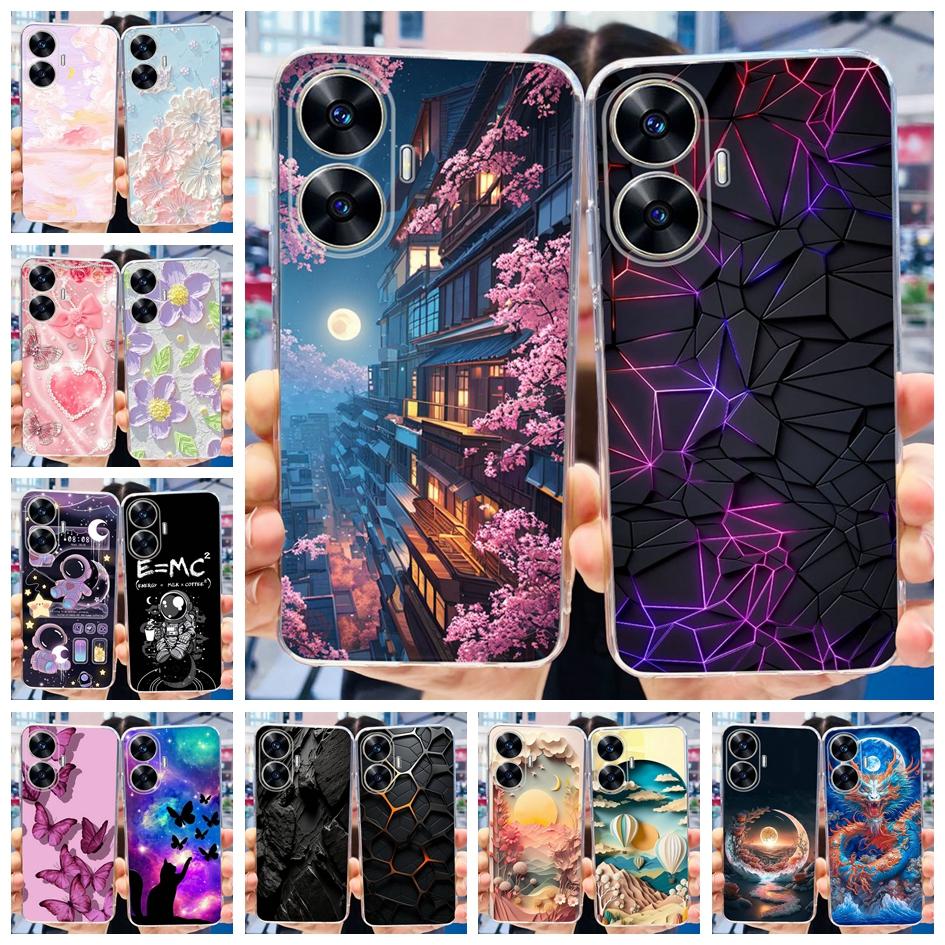 Чехол для Realme C55 RMX3710 Прозрачная крышка Модные узоры Мягкие силиконовые чехлы для телефона Для Realme C55 4G C 55 RealmeC55 Fundas
