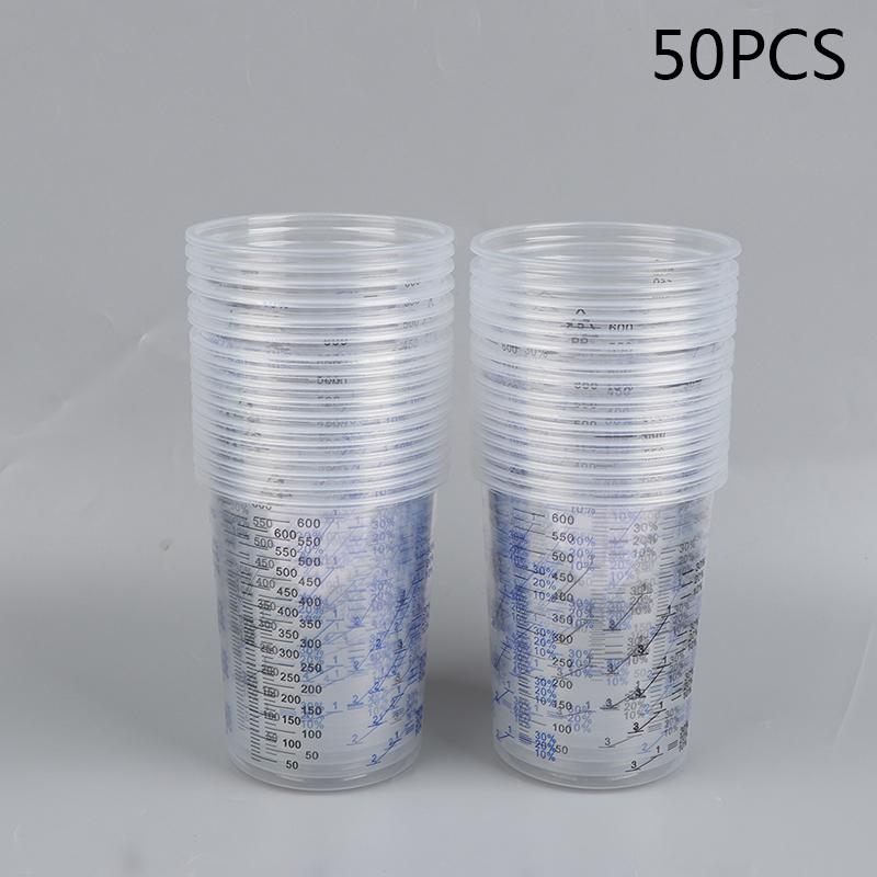 10/50pcs Paint Mixing Calibrated Cup Plastic Paint Mixing Cups 600ml Mixing Pots