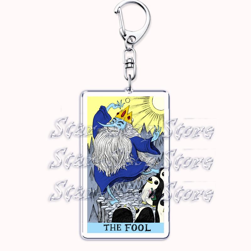 Popular Culture Halloween Tarot Card Keychains for Accessories Moon Luna Death Keyring Jewelry Fans Lovers Friends Reader Gifts