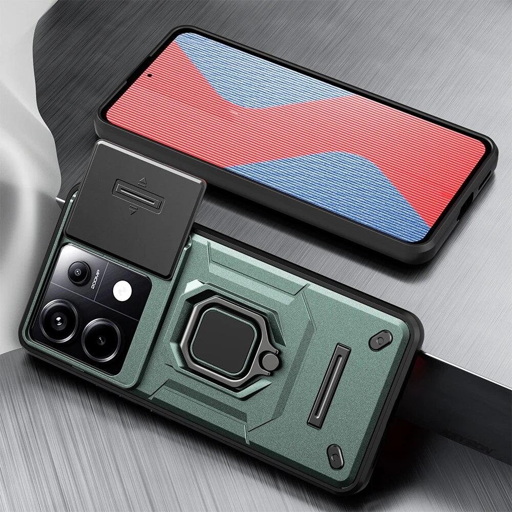 KEYSION Противоударный защитный чехол для Xiaomi POCO X6 Pro, защитное кольцо для объектива камеры, подставка, задняя крышка для телефона POCO X5 Pro 5G