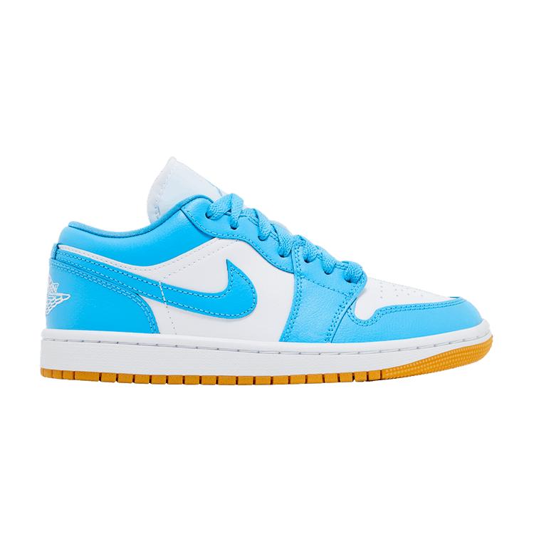 Women's Sneakers Nike Jordan 1 Low White Gum Light Brown Dark Powder Blue (Women's)