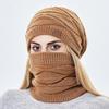Two Piece Women's Winter Knitted Woolen Warmth Hat Scarf Neck Sweate Ear Protection Cap
