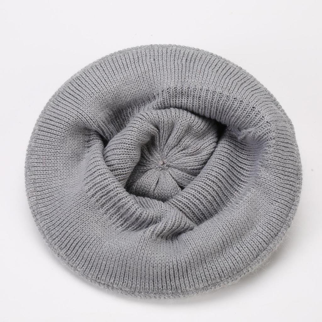 Women's Knitted Women's Rabbit Proof Wool Pot Hat Autumn Winter Thickened Warm Keeping Mother's Hat Flower