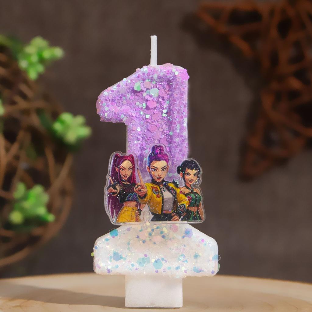 New Kpop Demon Hunters Theme Candle Number 0-9 Birthday Party Cake Decoration Cartoon Baby Shower Supplies Kids Gifts