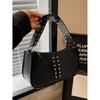 Light Luxury Design Rivet Underarm Bag Retro Fashion Leather Texture Shoulder Bag Lady New All-Matching Portable Square Bag