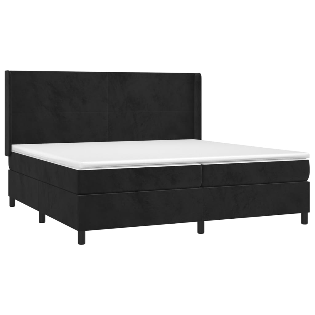 Box Spring Bed with Mattress & LED Black 200x200 cm Velvet