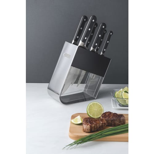 Tramontina Century Knife Set of 6, with Knife Stand, Forged Molybdenum-Toughened Stainless Steel, NSF Certified, Dishwasher Safe, Made In Brazil, Prod