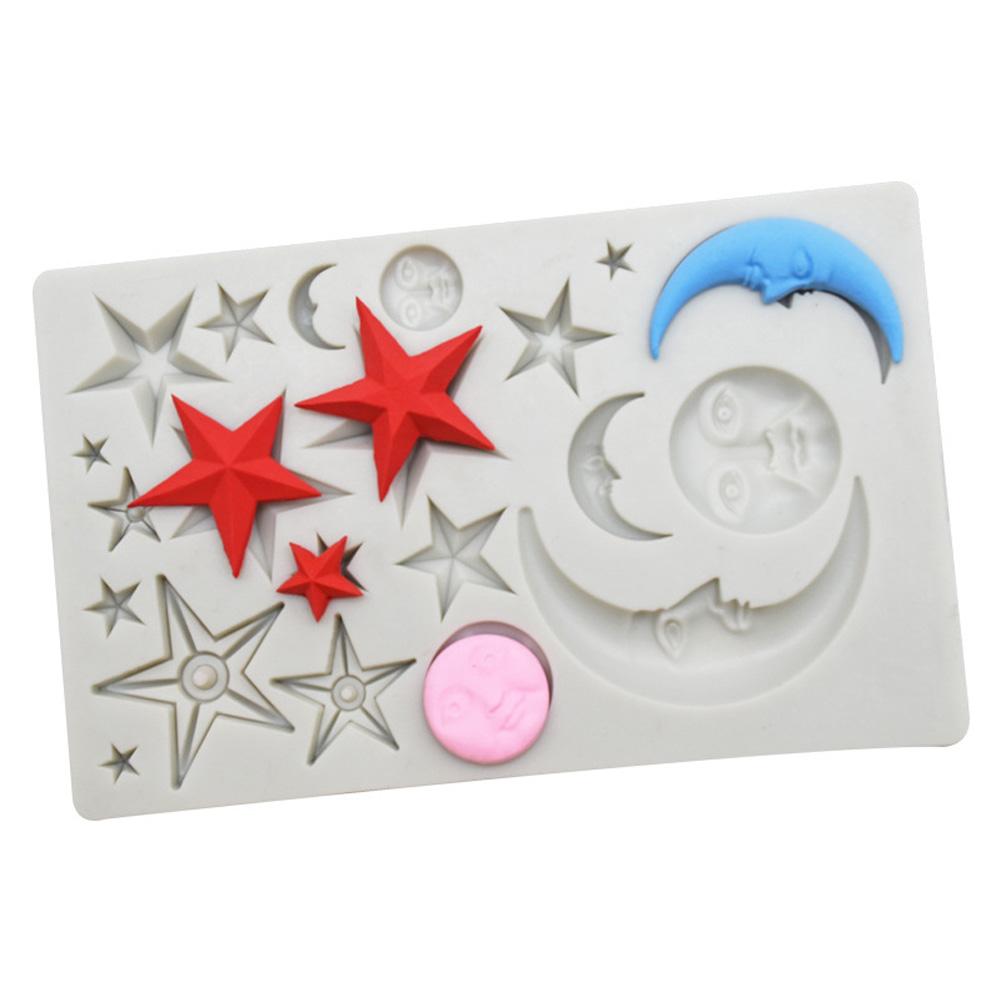 Форма для выпечки с несколькими полостями, звездами, лунными лицами, человеческими лицами, силиконовая форма для мусса для торта, пищевая форма своими руками