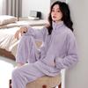 Пижама женская зимняя флисовая утолщенная коралловый флис зимняя фланелевая большого размера домашняя одежда теплый комплект